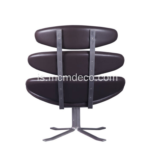 Corona Swivel Lounge Chair klæddur með leðri